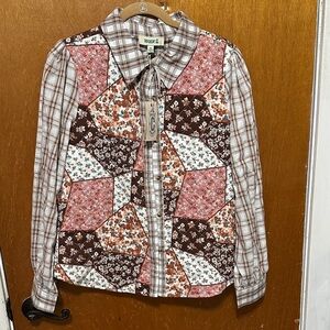 Rockin C Floral and Plaid Patchwork Shirt
